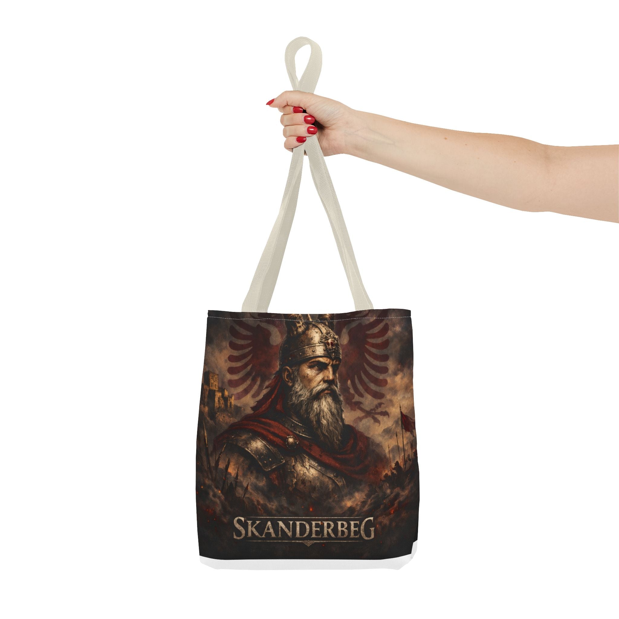 Skanderbeg Historical Portrait Tote Bag – Albanian Hero Armor Design