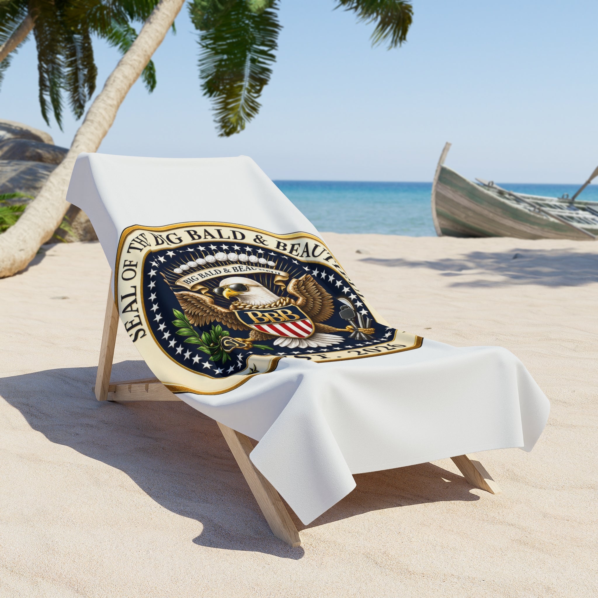 Big Bald & Beautiful™ Presidential Seal Beach Towel – Confidence Looks Good Anywhere