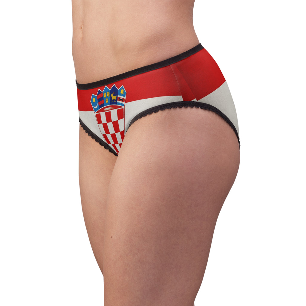 Croatia Flag Women's Briefs - Red White Blue Checkerboard Underwear