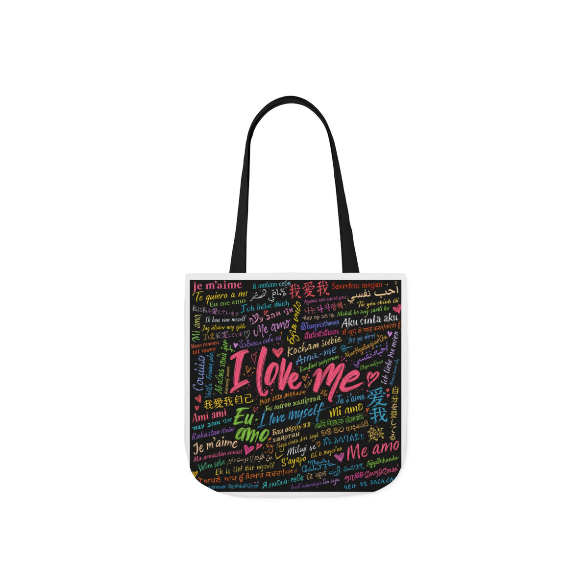 Tote Bag — "I Love Me" Multilingual Self-Love Canvas Tote
