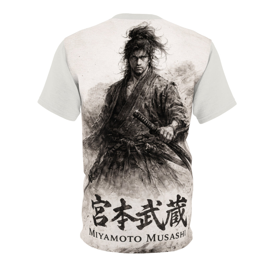 Miyamoto Musashi Samurai Tee — Vintage Sumi-E Warrior All-Over Print