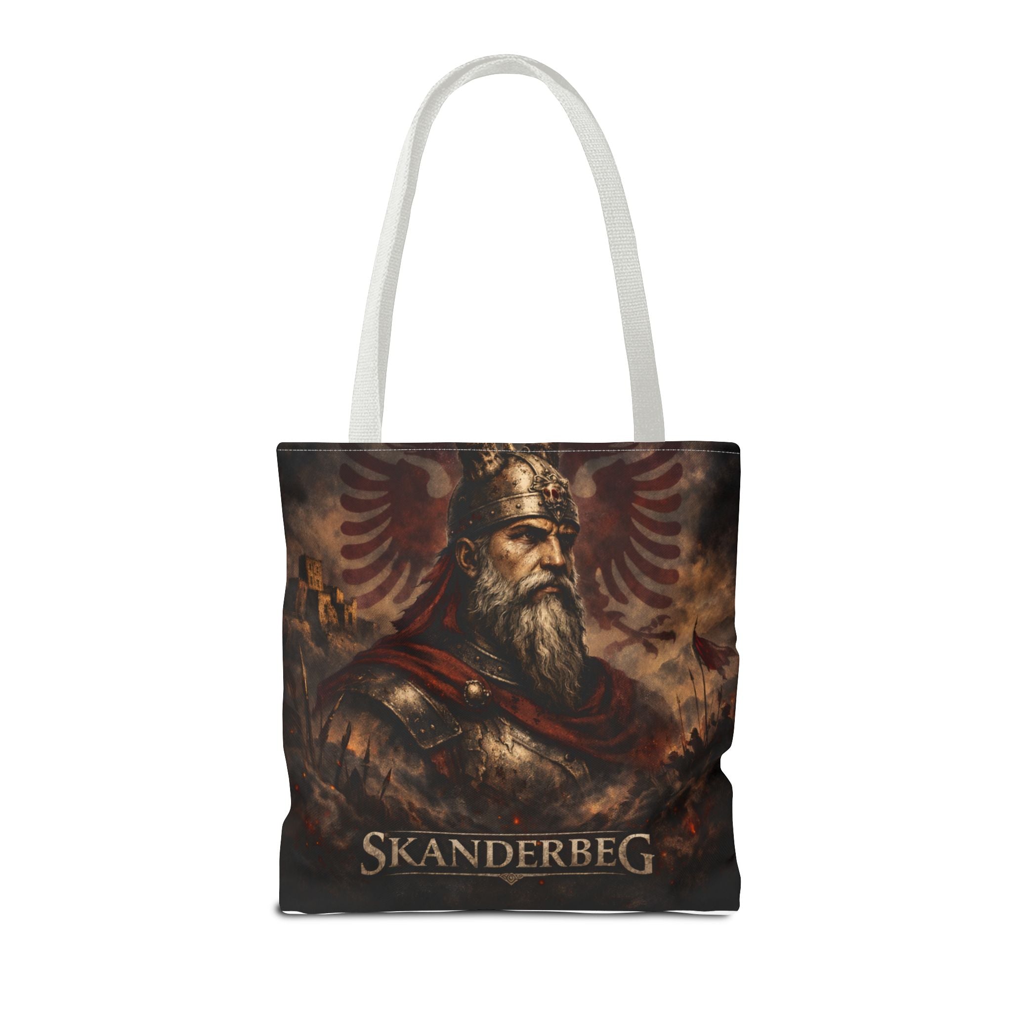Skanderbeg Historical Portrait Tote Bag – Albanian Hero Armor Design