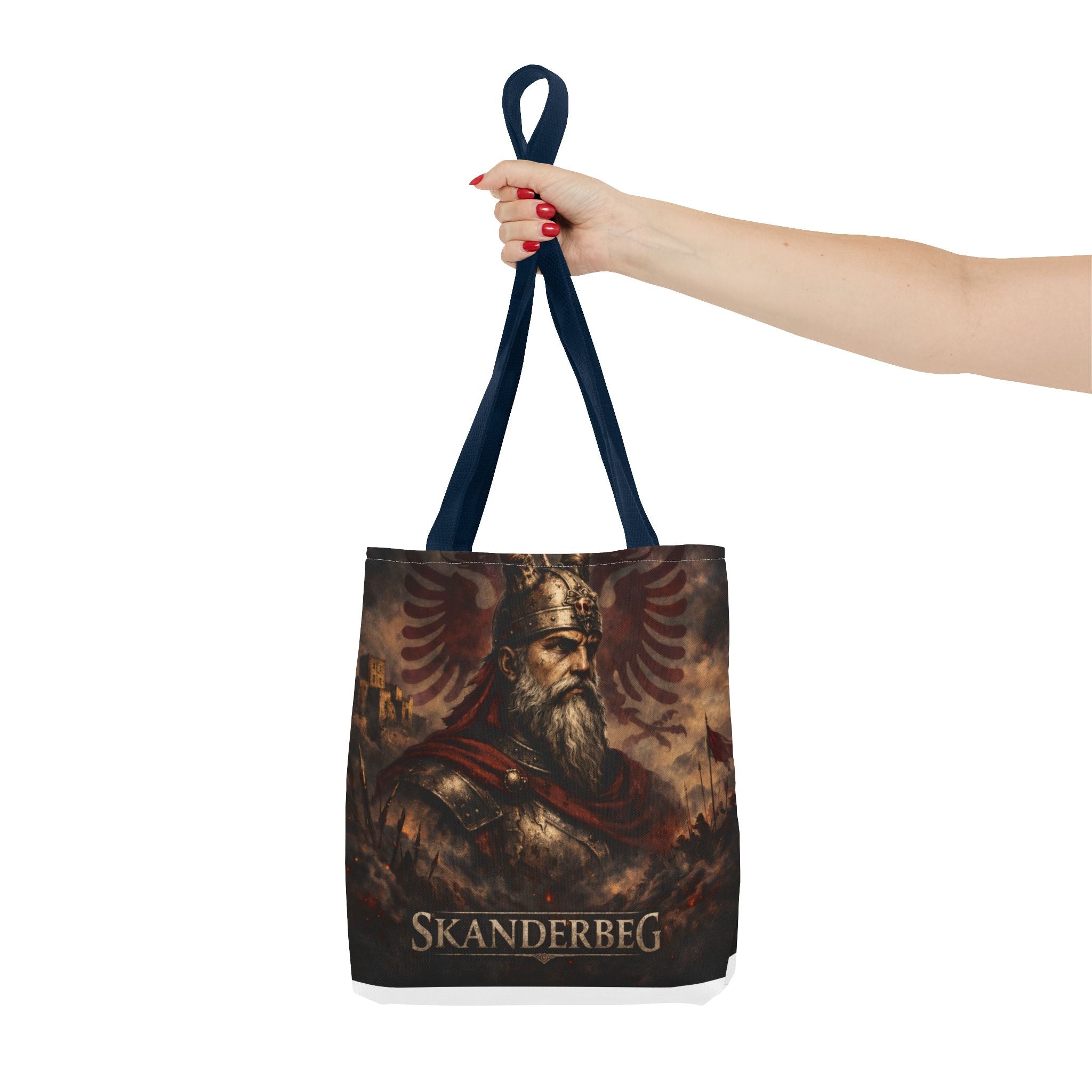 Skanderbeg Historical Portrait Tote Bag – Albanian Hero Armor Design