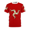 Isle of Man Triskelion Tee — Red Celtic Three Legs Design