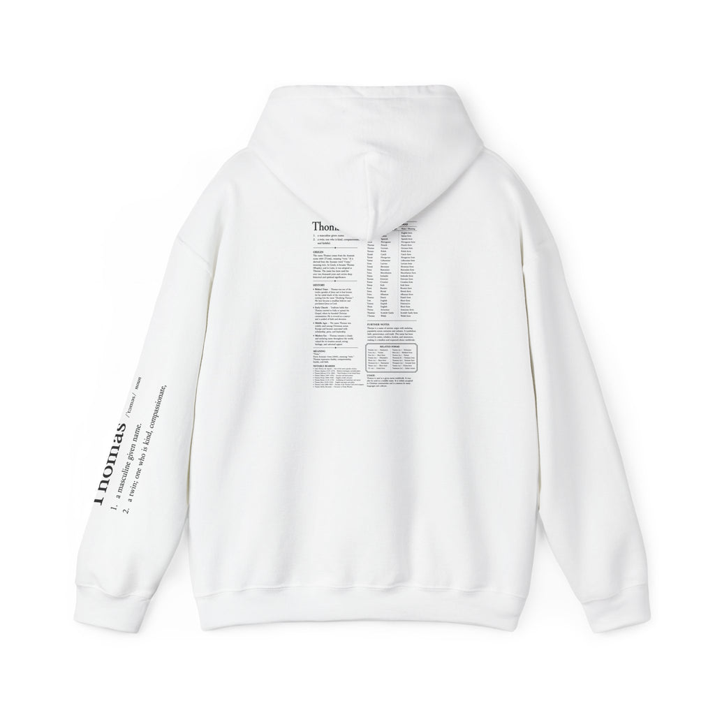 Thomas Personalized Name Hoodie | Minimalist Dictionary Style | Biblical Name Meaning | Hebrew Origin | Christian Gift | Custom Name Apparel
