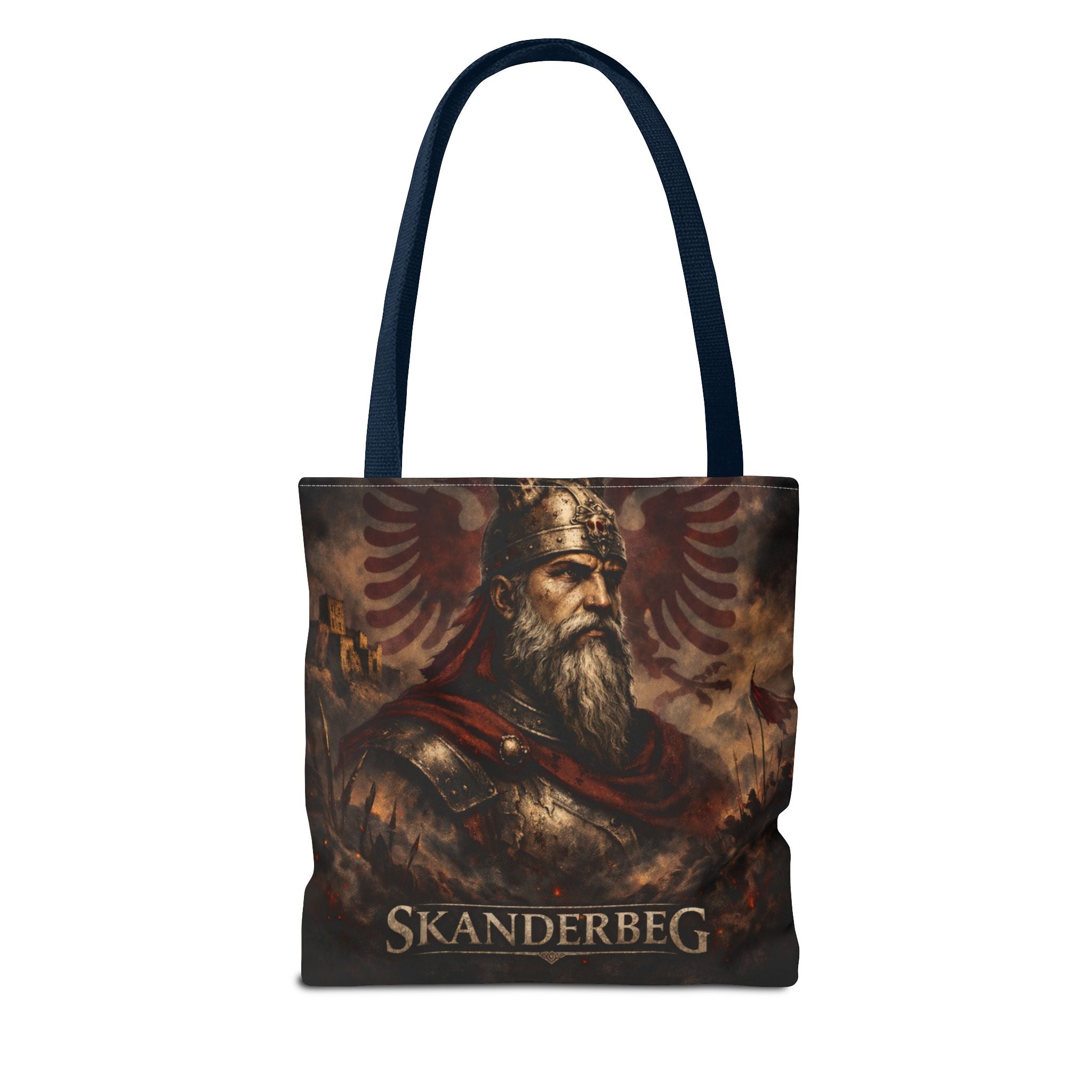 Skanderbeg Historical Portrait Tote Bag – Albanian Hero Armor Design