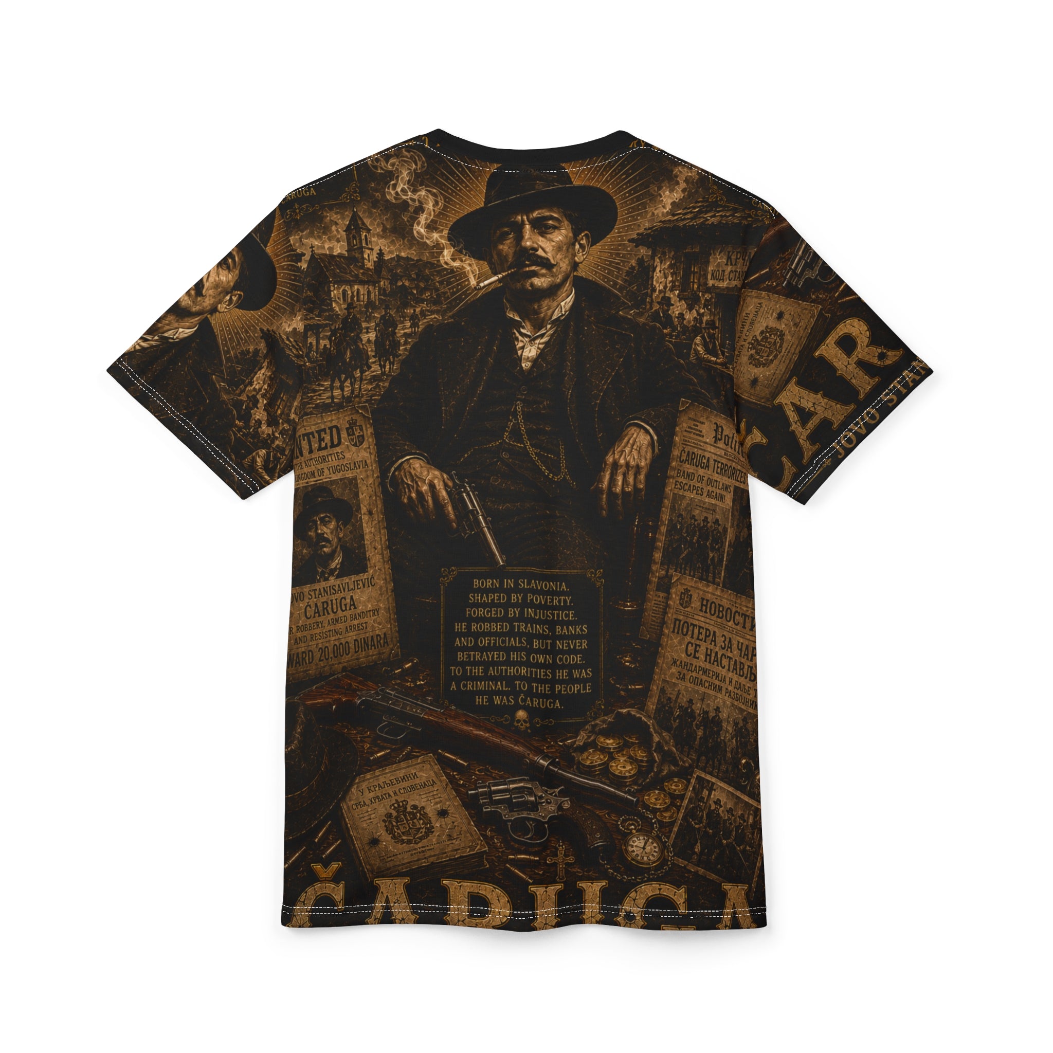 Outlaw Čaruga Vintage Portrait Tee – Balkan Folk Legend Graphic Shirt