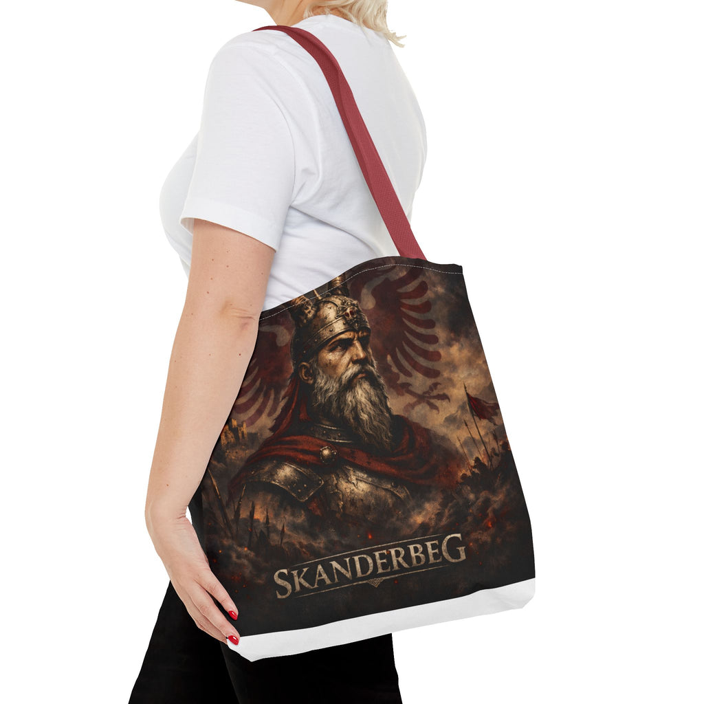 Skanderbeg Historical Portrait Tote Bag – Albanian Hero Armor Design