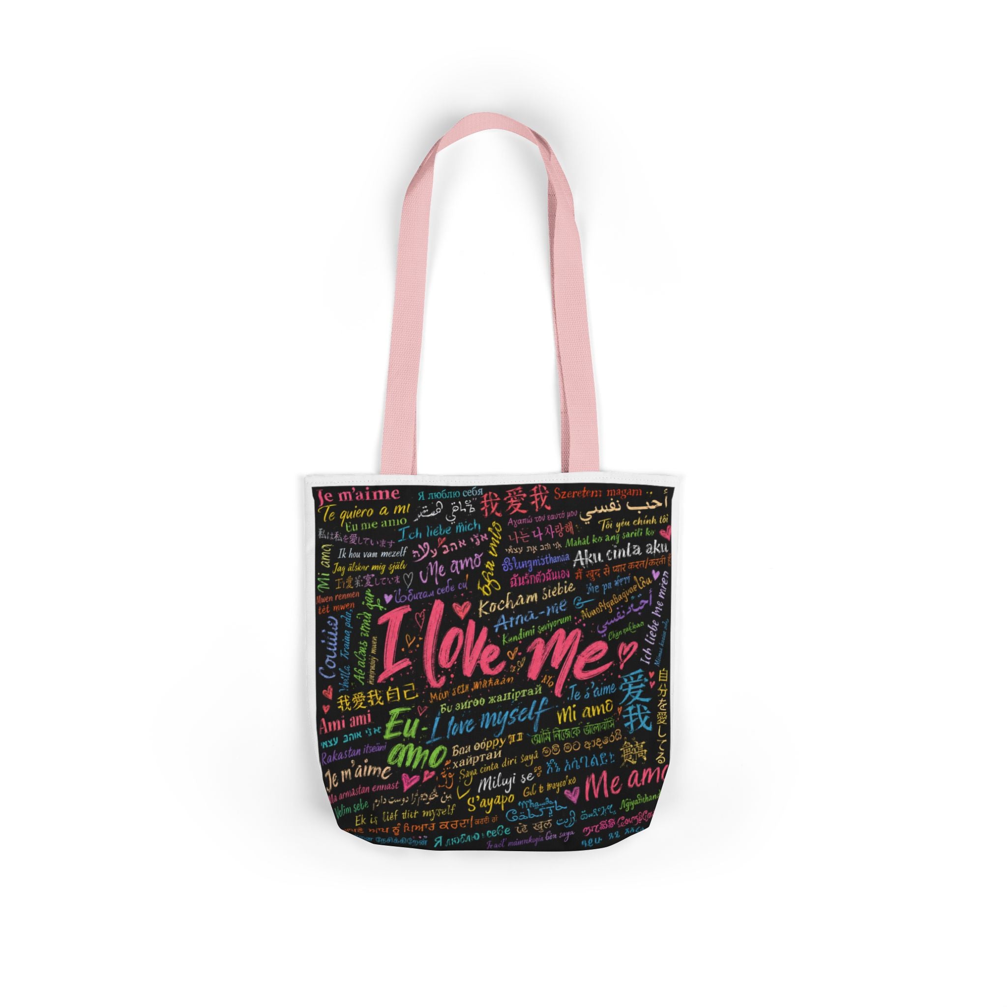 Tote Bag — "I Love Me" Multilingual Self-Love Canvas Tote