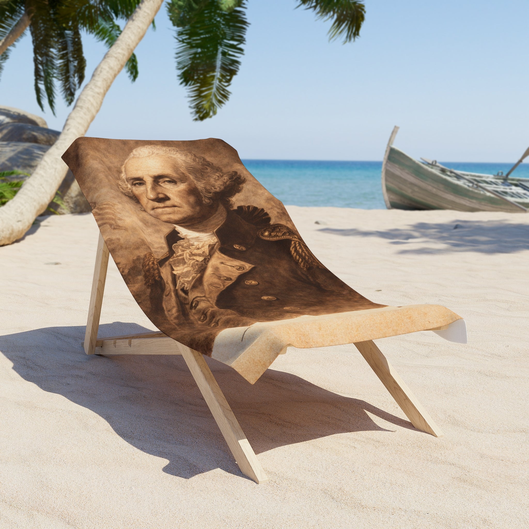 George Washington Portrait Beach Towel — Vintage American President Design