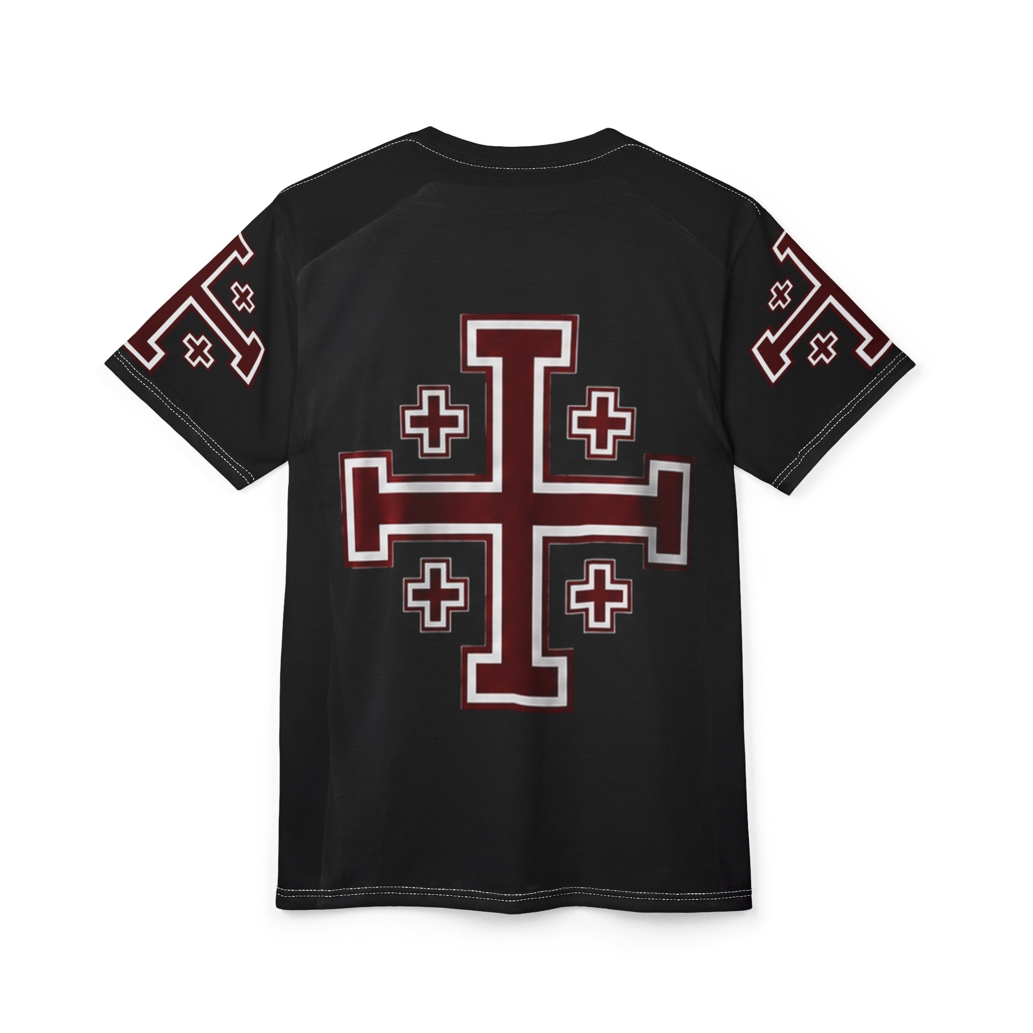 Jerusalem Cross Crusader Legacy Edition — Black All-Over Print Christian Graphic Shirt