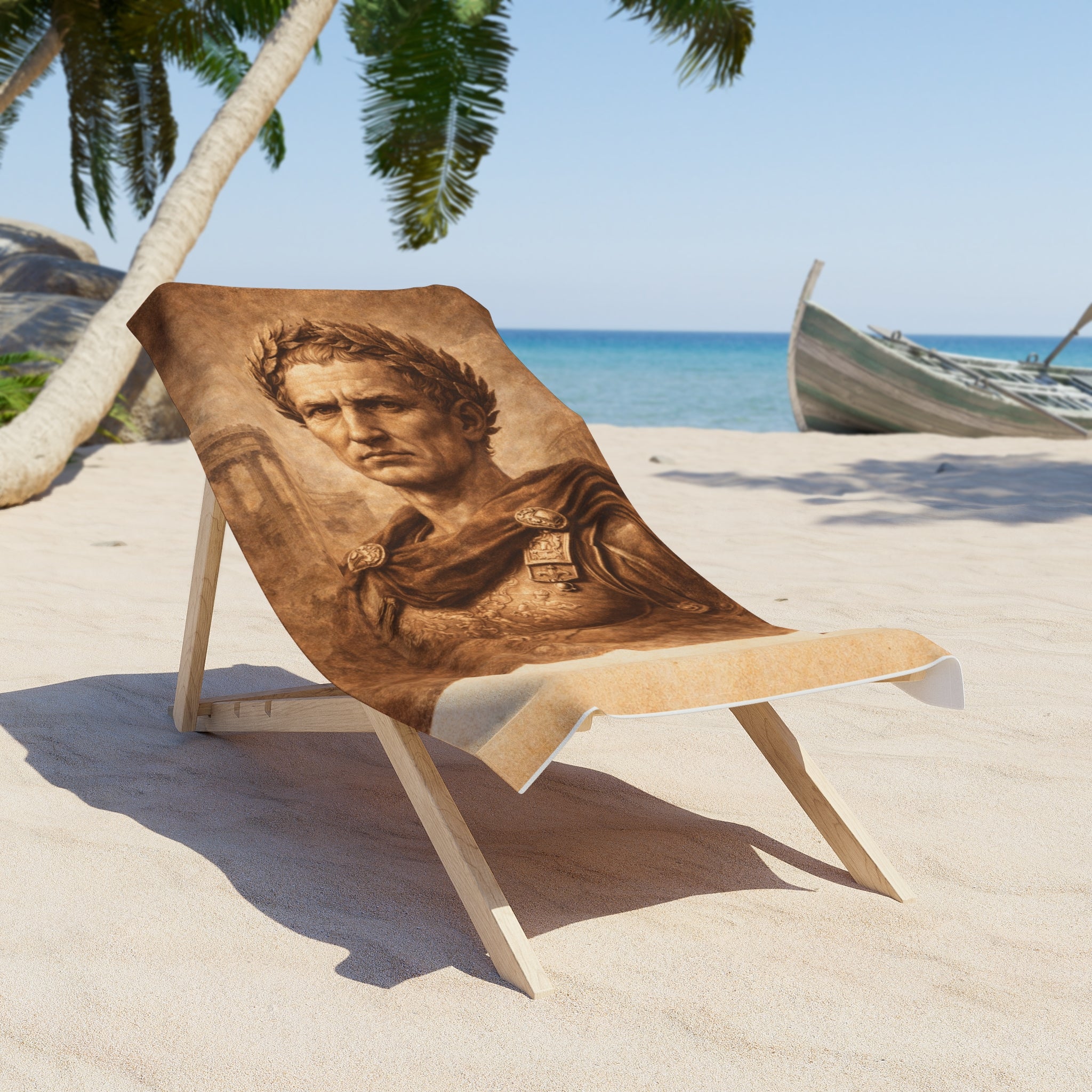 Caesar Portrait Beach Towel - Vintage Roman Emperor Bath & Pool Towel