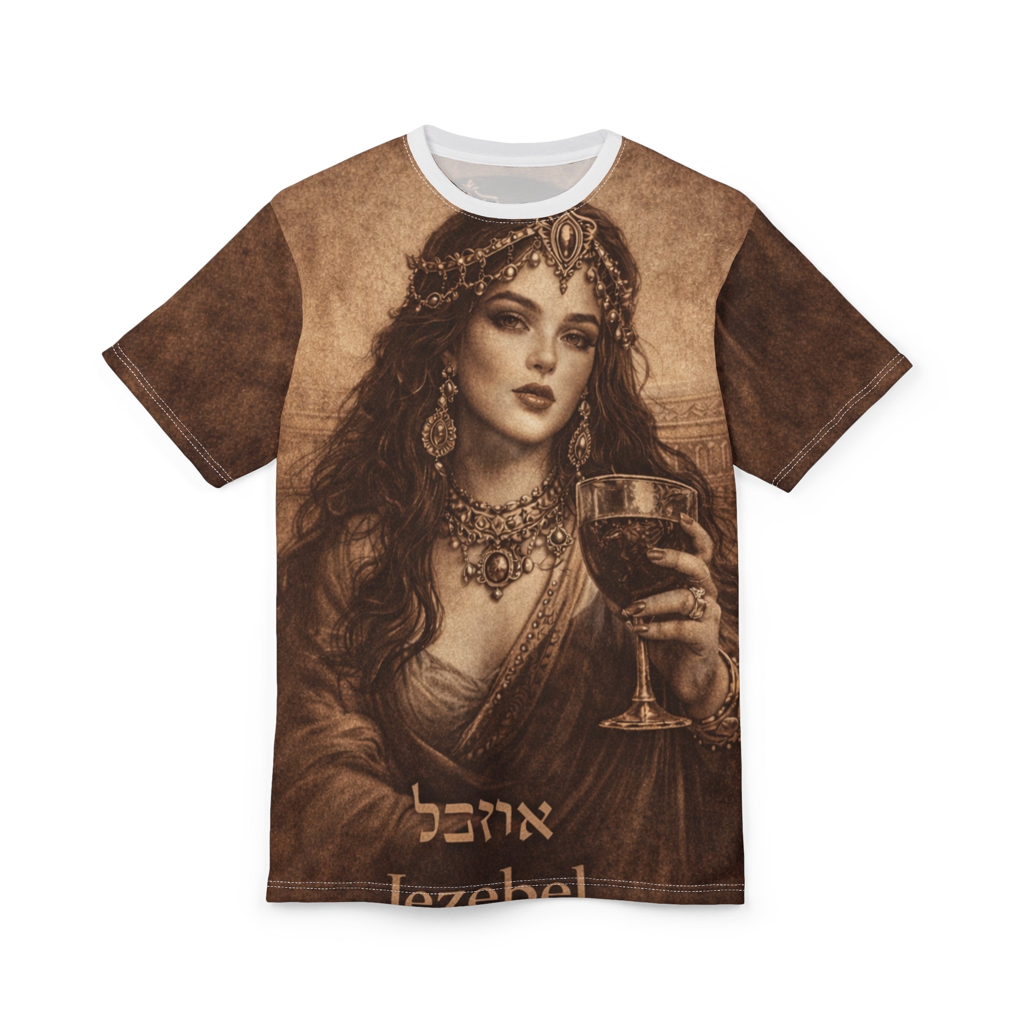 Jezebel Portrait Tee — Vintage Sepia Goddess Graphic Shirt