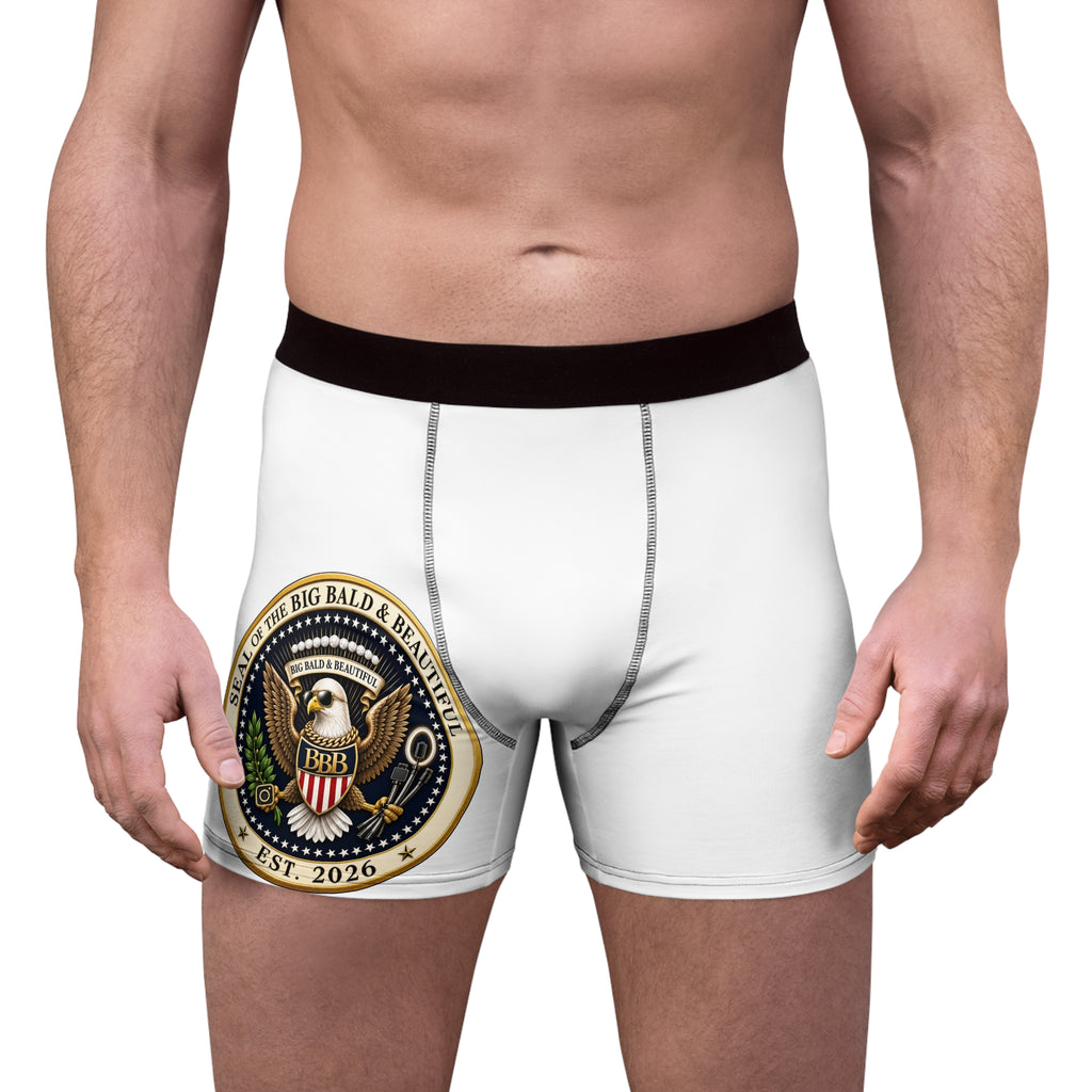 Boxer Briefs — 'Seal of the Big Bald & Beautiful' All-Over Print