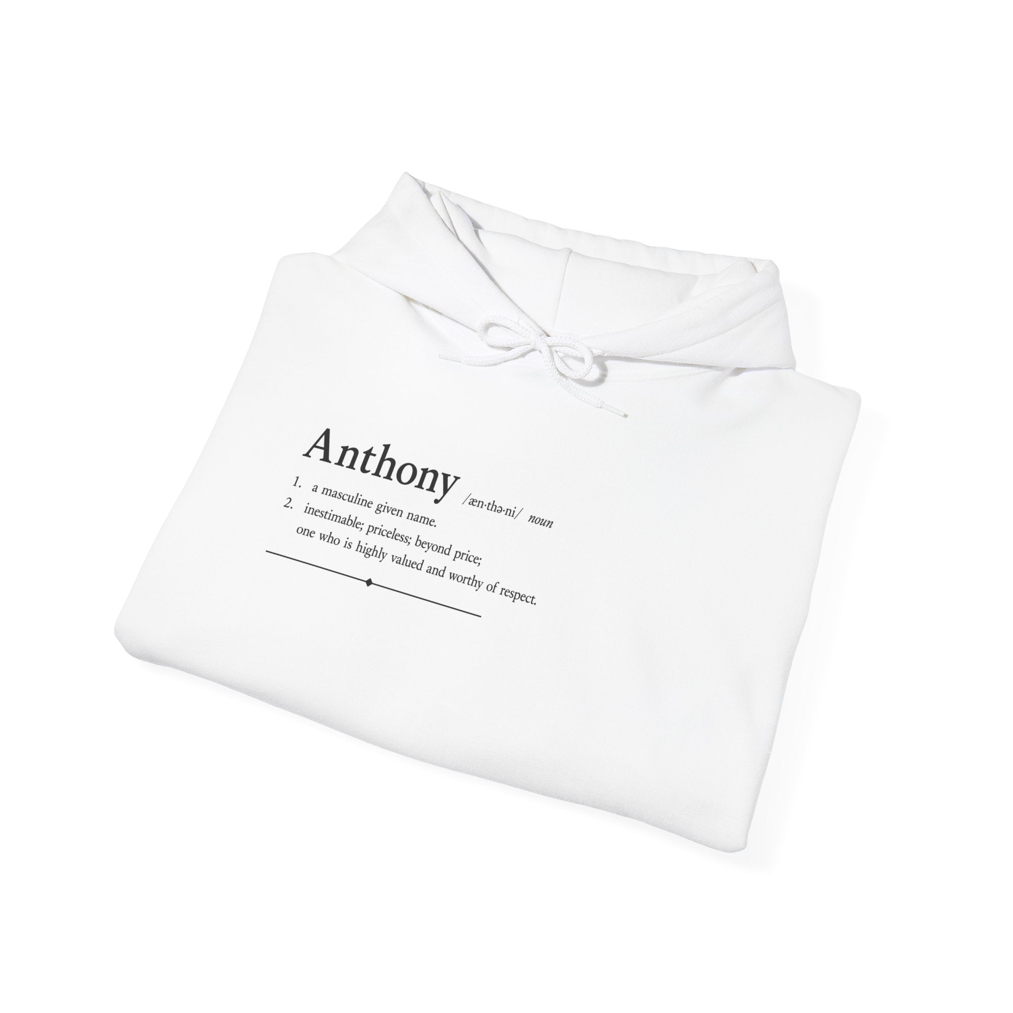 Anthony Personalized Name Hoodie | Minimalist Dictionary Style -Custom Name Gift | History Inspired Apparel