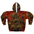 PIXIU — The Wealth Guardian — Red Chinese Mythical Beast All-Over Print Zip Hoodie