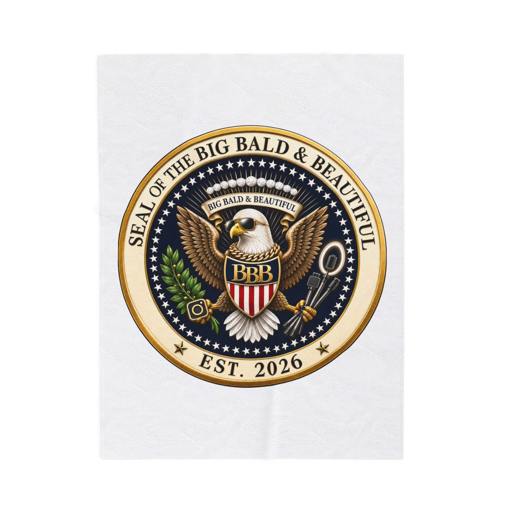 Seal of the Big Bald & Beautiful™ Velveteen Plush Blanket | Premium Cozy Throw for Bald Legends