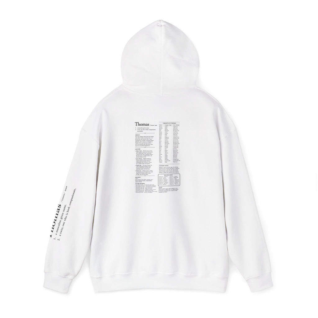 Thomas Personalized Name Hoodie | Minimalist Dictionary Style | Biblical Name Meaning | Hebrew Origin | Christian Gift | Custom Name Apparel
