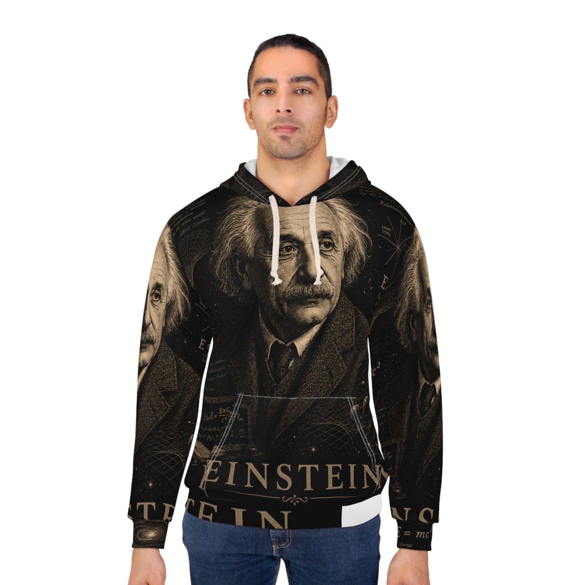 Einstein Portrait Hoodie — Vintage Scientific E=mc Pullover