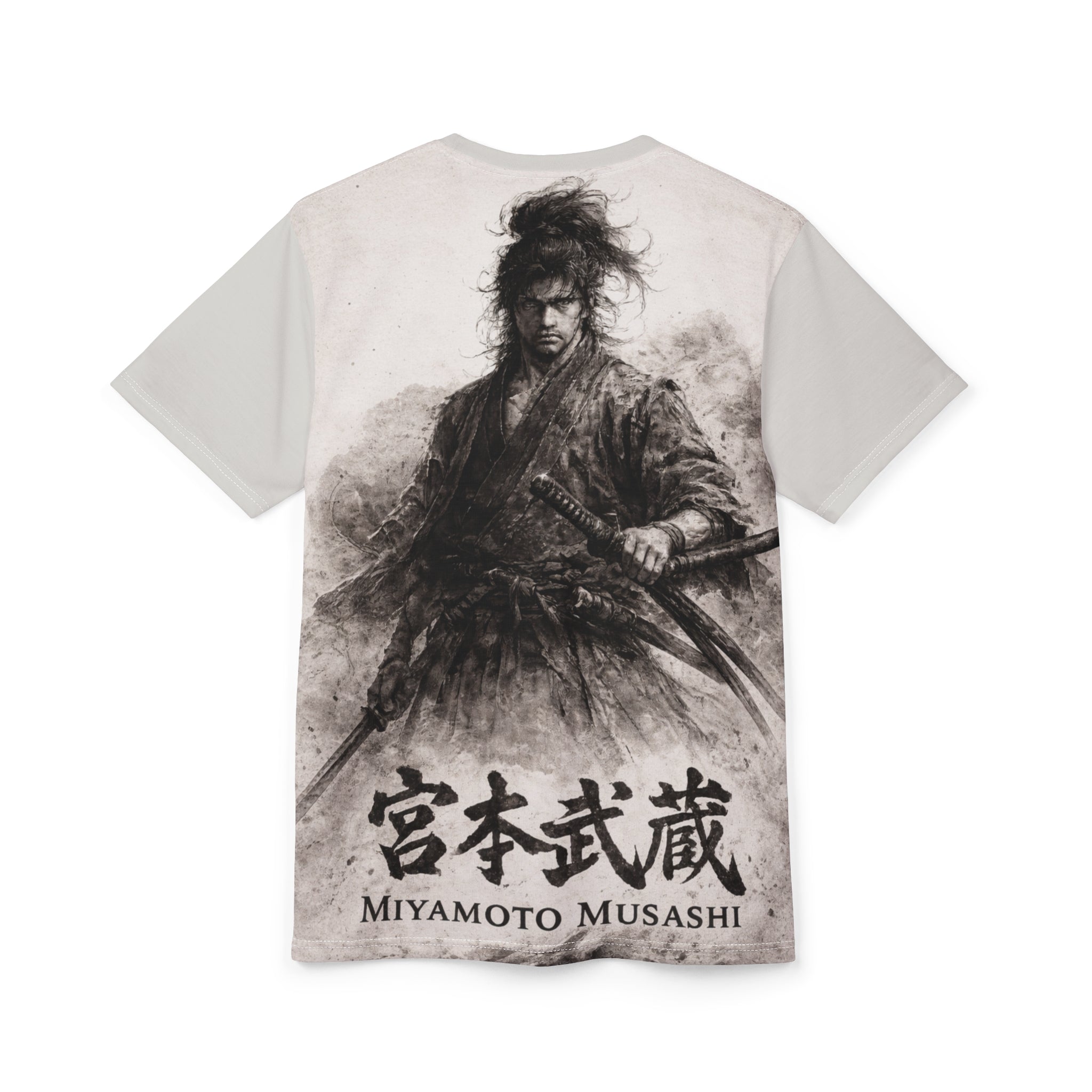 Miyamoto Musashi Samurai Tee — Vintage Sumi-E Warrior All-Over Print