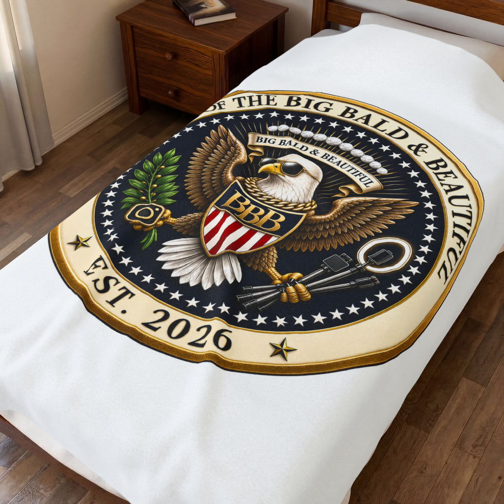 Seal of the Big Bald & Beautiful™ Velveteen Plush Blanket | Premium Cozy Throw for Bald Legends
