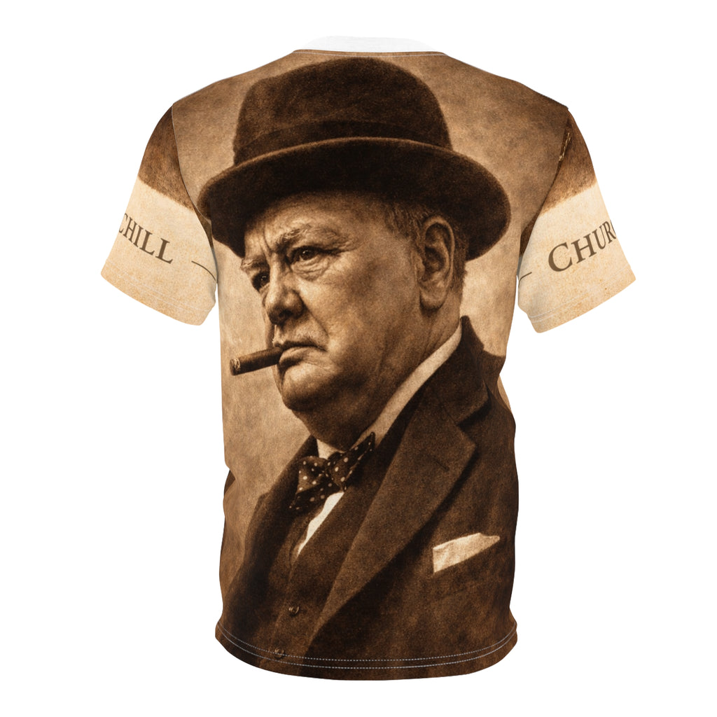 Winston Churchill Portrait Tee — Sepia Cigar Portrait All-Over Print