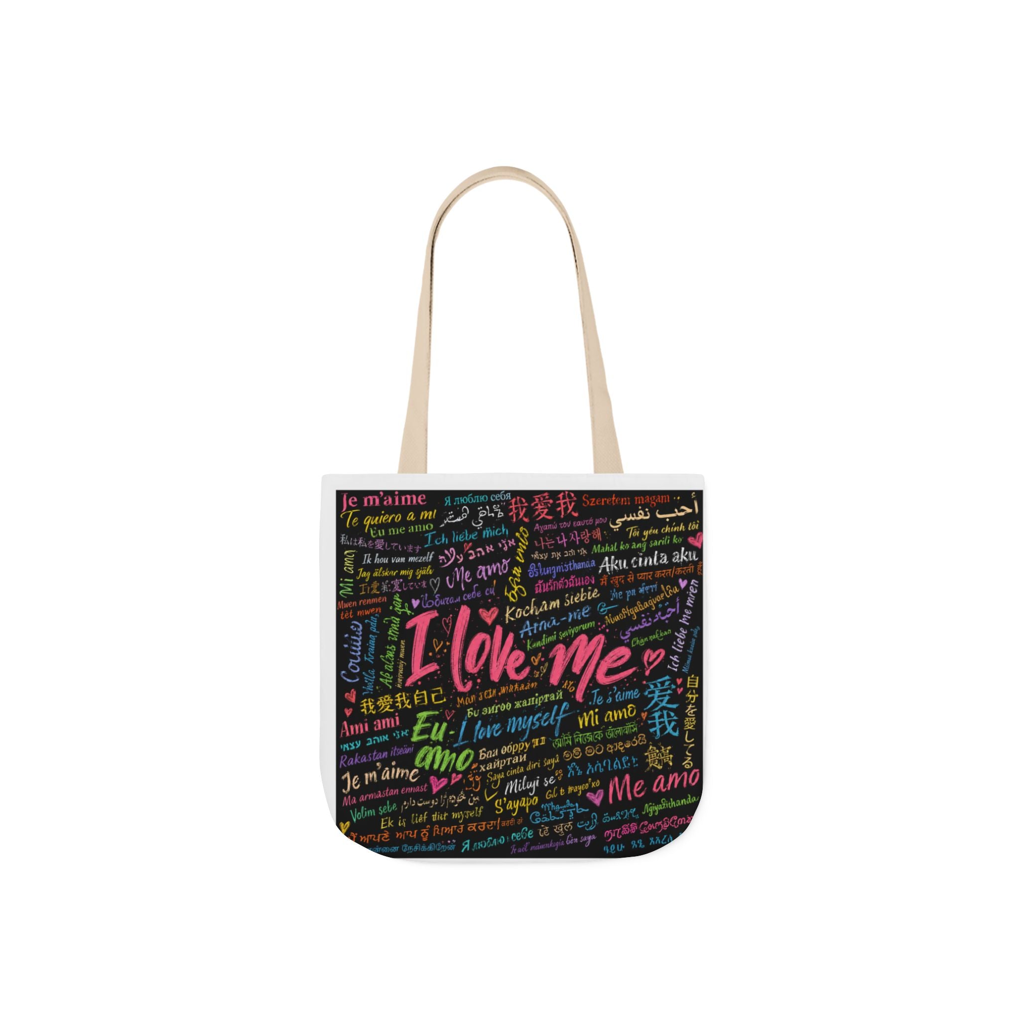 Tote Bag — "I Love Me" Multilingual Self-Love Canvas Tote