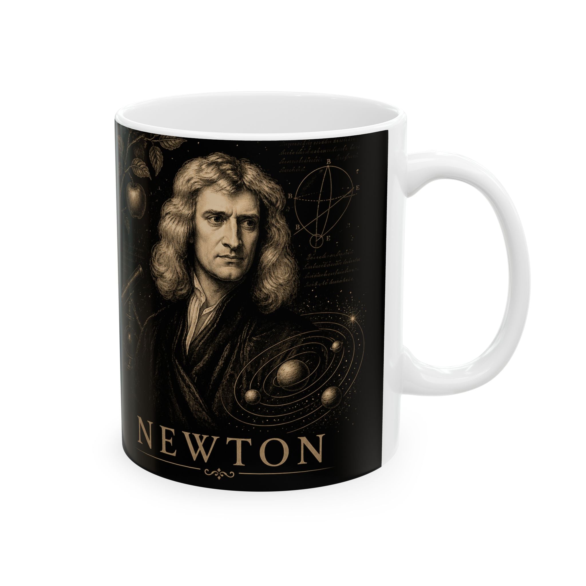 Newton Portrait Ceramic Mug — Vintage Scientist Coffee Cup (11oz/15oz)