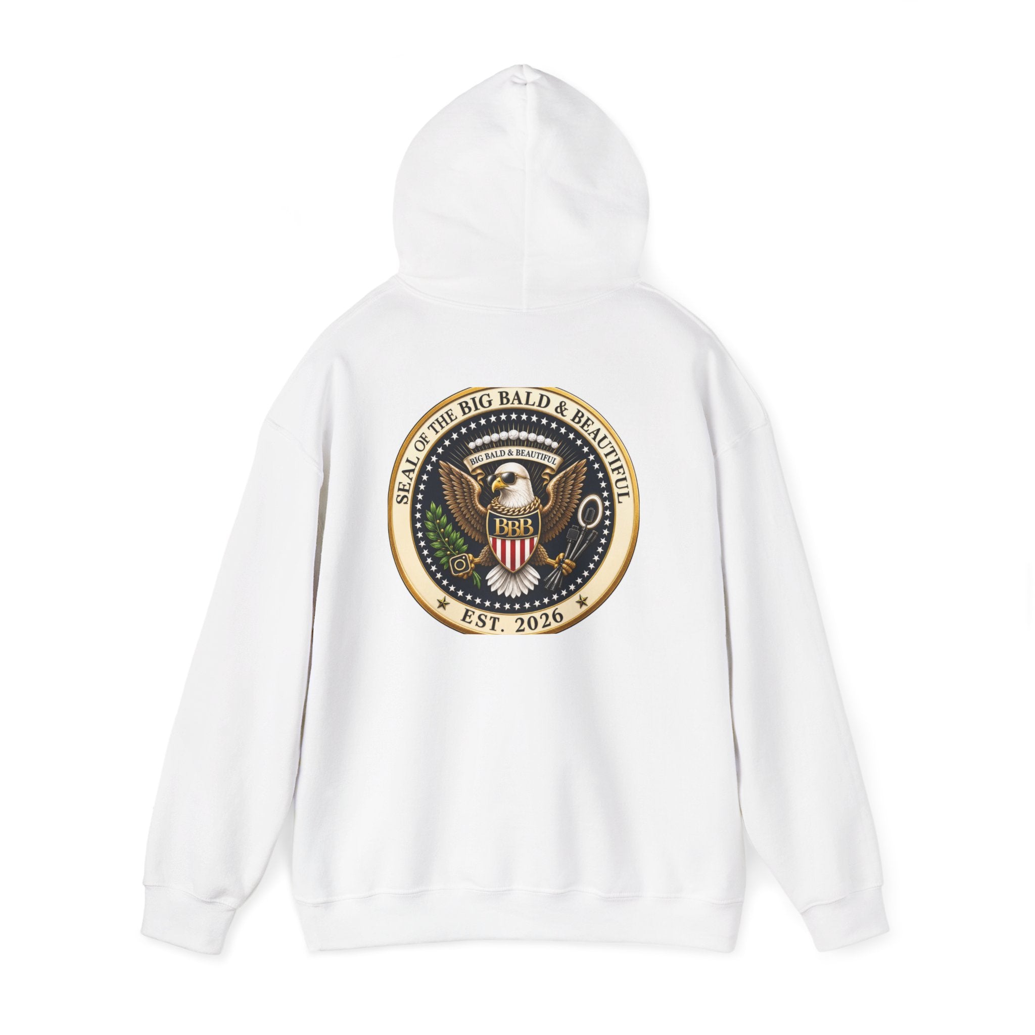 Big Bald & Beautiful Presidential Eagle Seal Hoodie – Confidence. Strength. Brotherhood.
