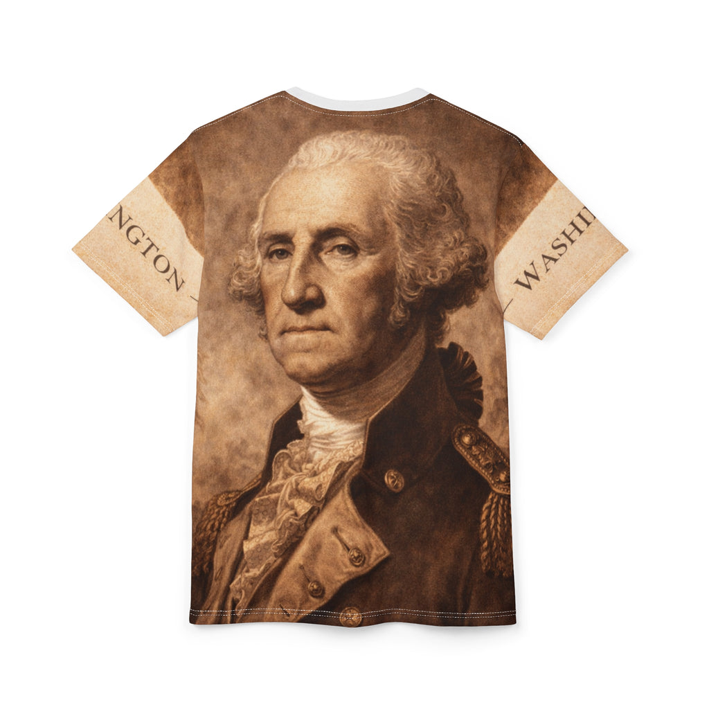 George Washington Portrait Tee — Vintage Founding Father All-Over Print