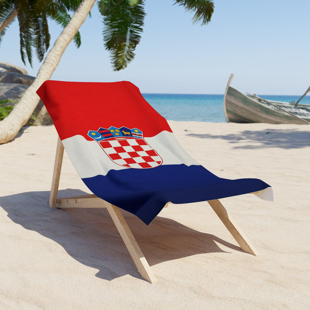 Croatia Flag Beach Towel – Red White Blue Croatian Crest Pool & Travel Towel