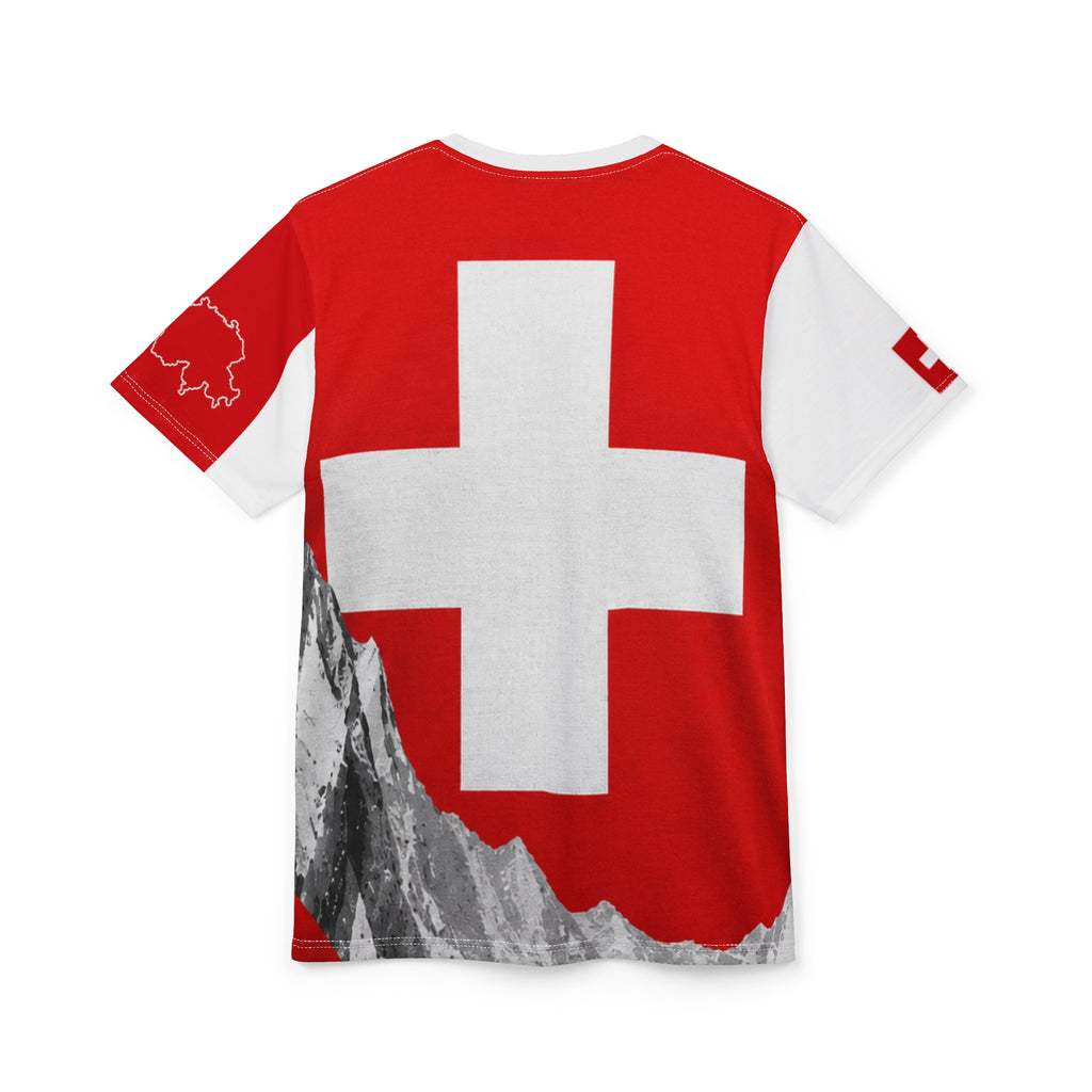 Switzerland Alpine CrossTee — Swiss Cross Scenic All-Over Print Shirt