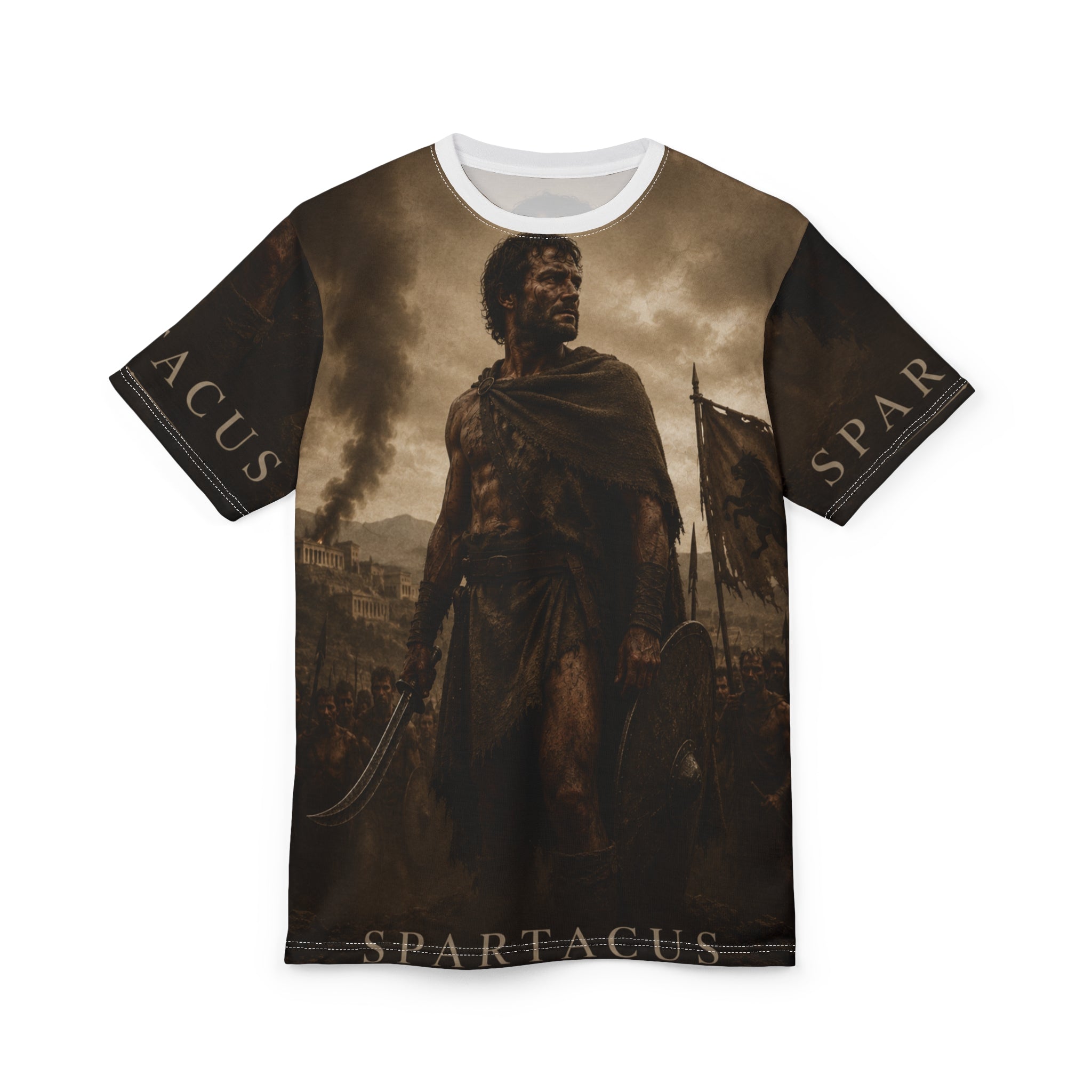 Spartacus Warrior All-Over Print Tee — Epic Historical Gladiator Design