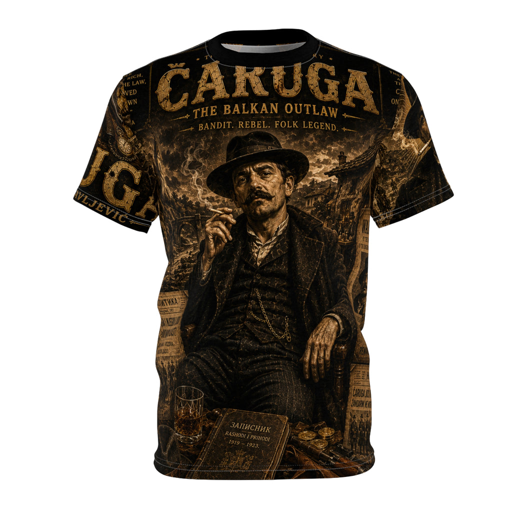 Outlaw Čaruga Vintage Portrait Tee – Balkan Folk Legend Graphic Shirt