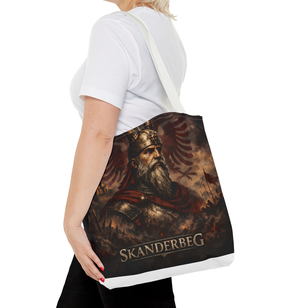 Skanderbeg Historical Portrait Tote Bag – Albanian Hero Armor Design