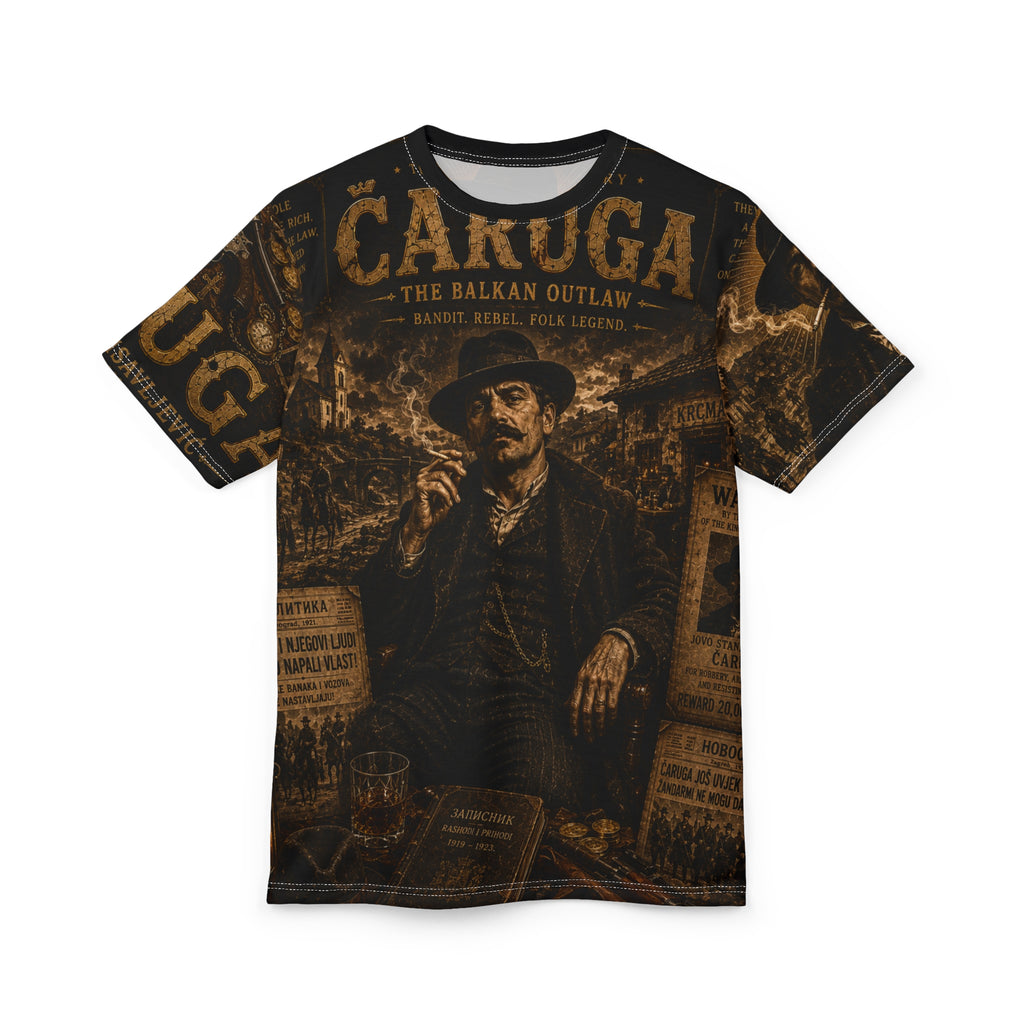 Outlaw Čaruga Vintage Portrait Tee – Balkan Folk Legend Graphic Shirt