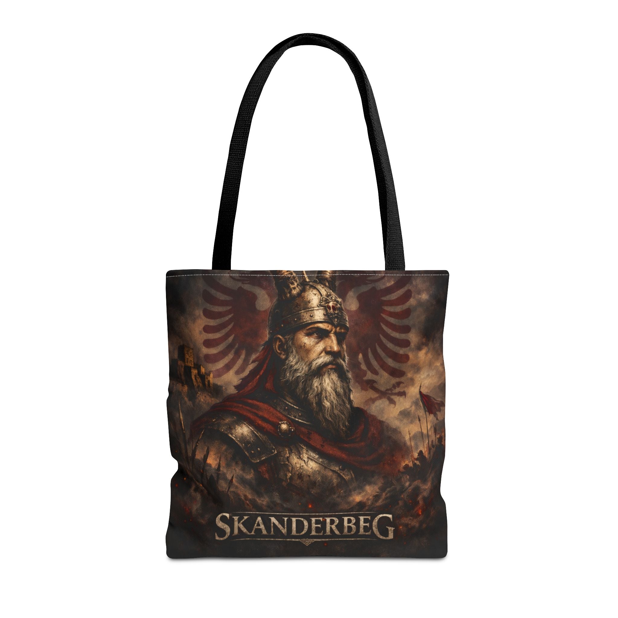 Skanderbeg Historical Portrait Tote Bag – Albanian Hero Armor Design