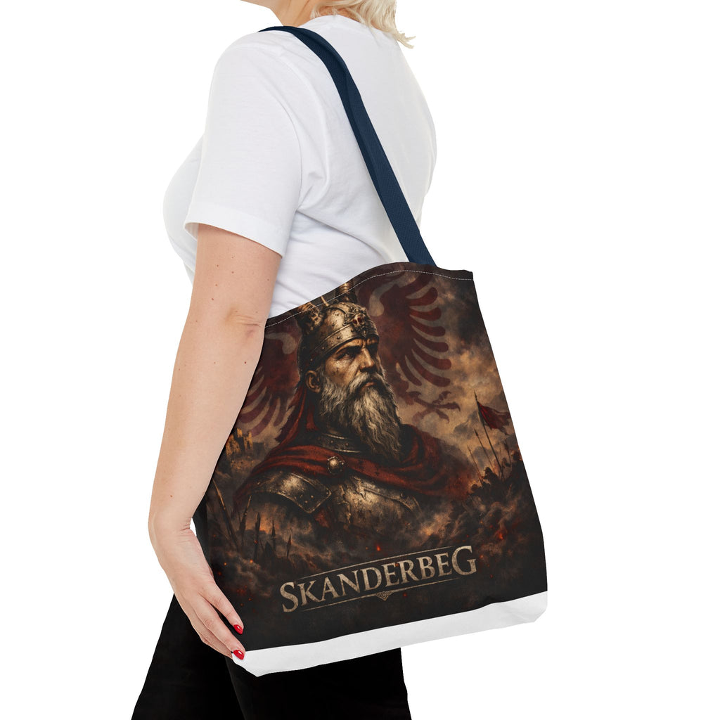 Skanderbeg Historical Portrait Tote Bag – Albanian Hero Armor Design
