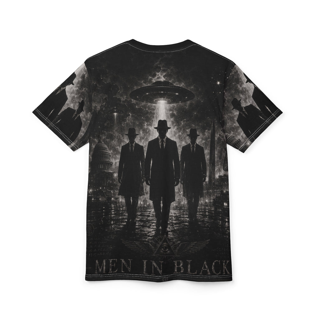 Men in Black Alien Squad All-Over Print Tee — Vintage Sci‑Fi UFO Graphic