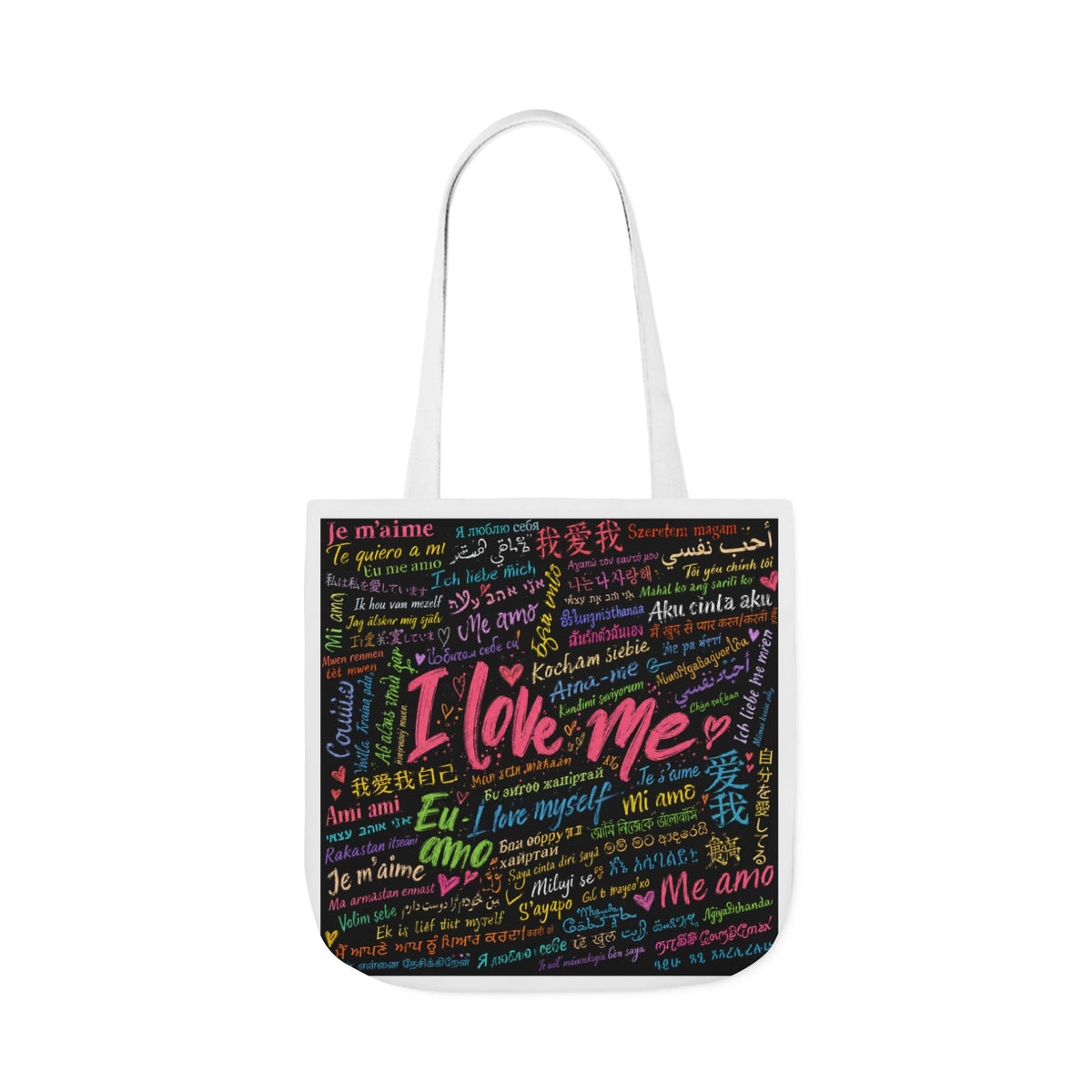 Tote Bag — "I Love Me" Multilingual Self-Love Canvas Tote