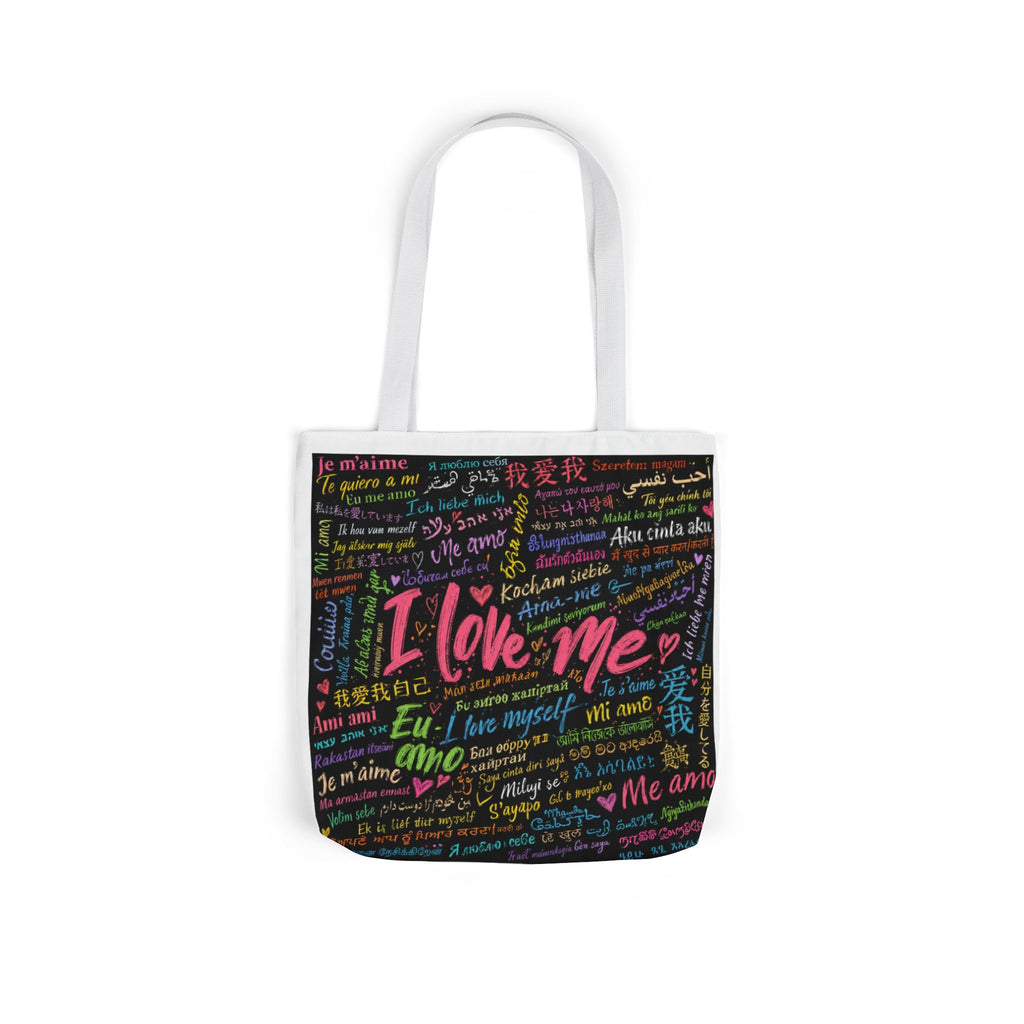 Tote Bag — "I Love Me" Multilingual Self-Love Canvas Tote