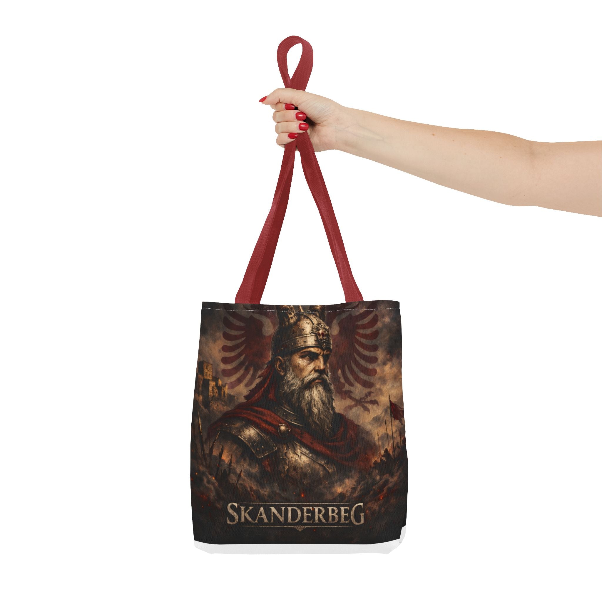 Skanderbeg Historical Portrait Tote Bag – Albanian Hero Armor Design