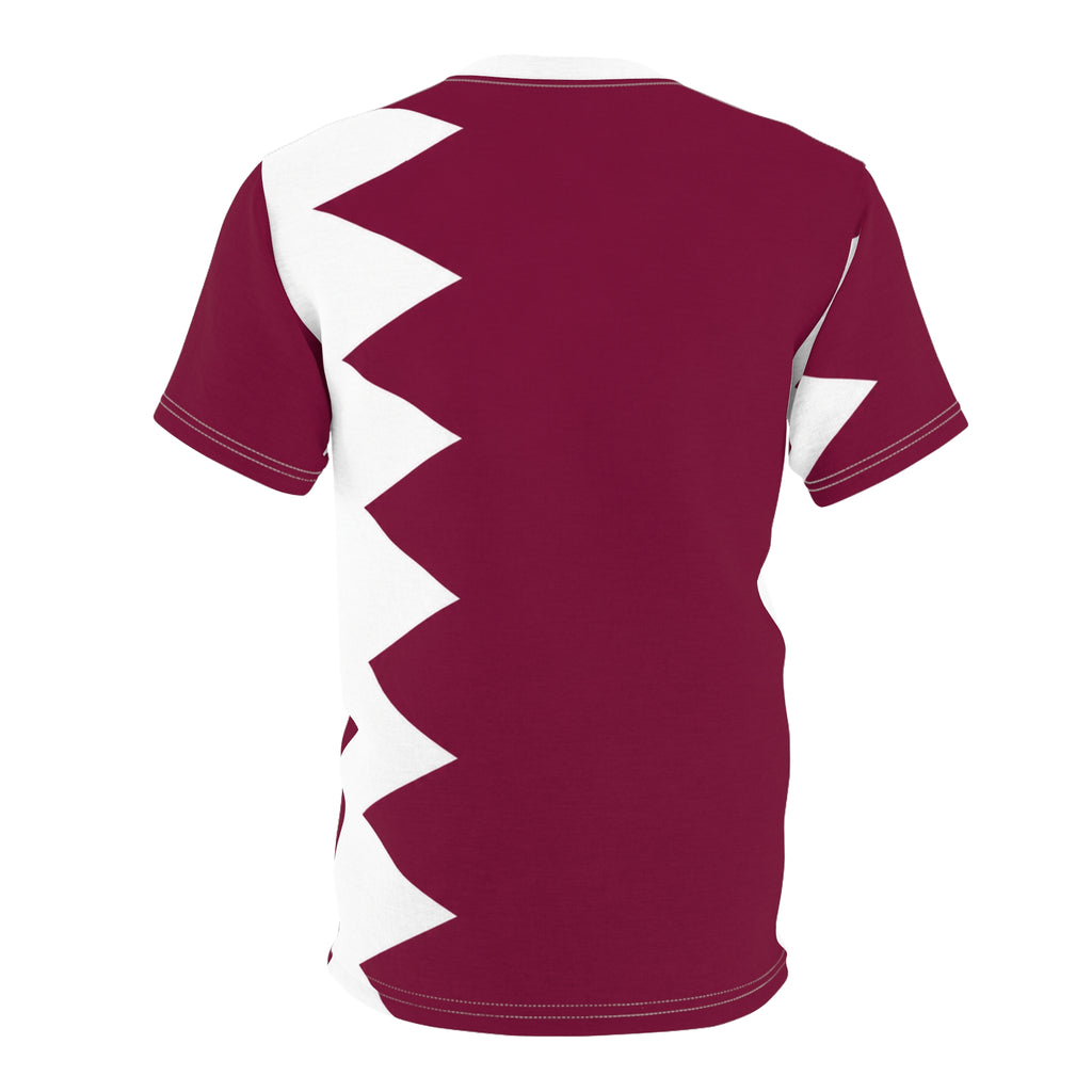 Qatar Flag Graphic Tee — Maroon & White All-Over Print