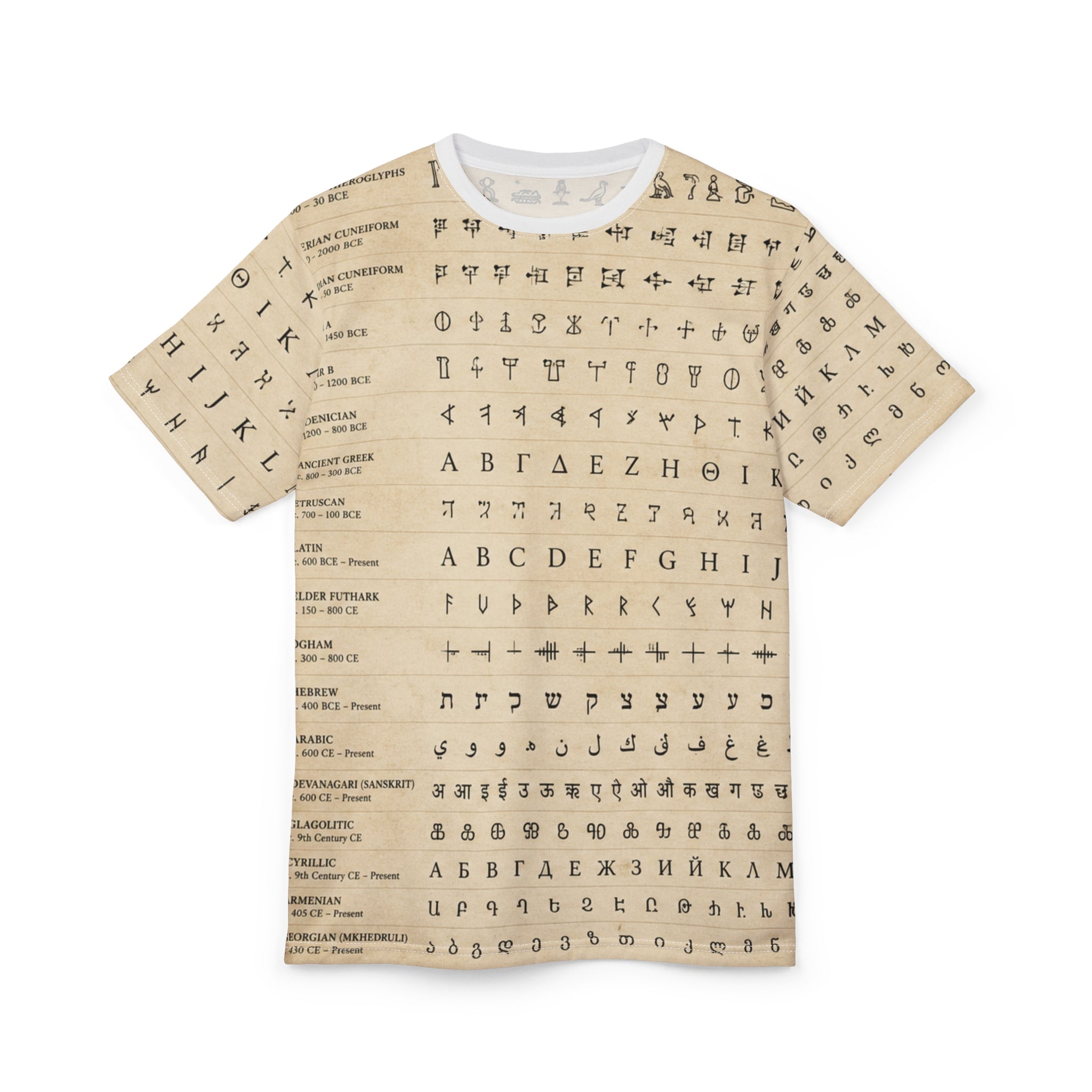 The Alphabets of Civilisation Codex white Wrap Print T-Shirt