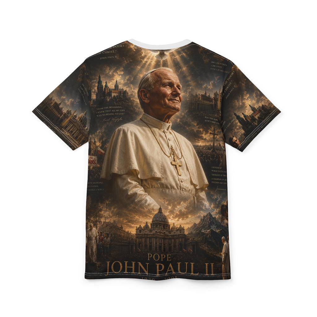 Pope John Paul II Tribute Tee — All-Over Print Memorial Shirt
