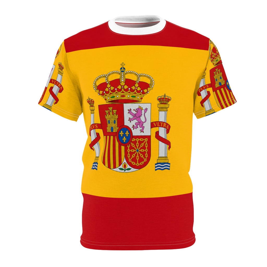 Spain Flag Crest Tee — Spanish Coat of Arms All-Over Print Shirt