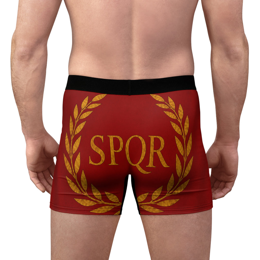SPQR Roman Laurel Boxer Briefs — Men's Red Athletic Undergarment
