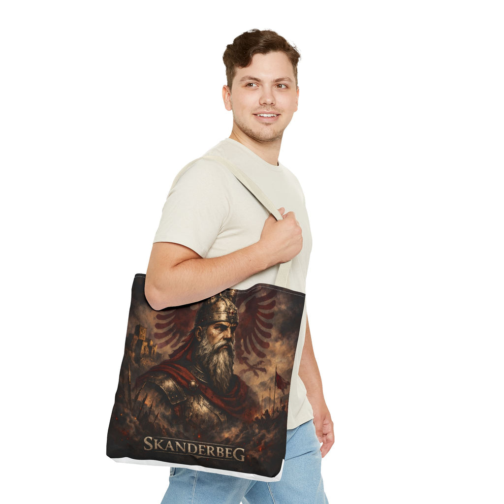 Skanderbeg Historical Portrait Tote Bag – Albanian Hero Armor Design