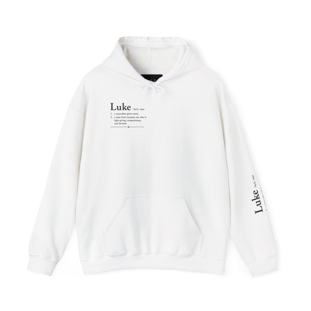 Luke Personalized Name Hoodie | Minimalist Dictionary Style | Biblical Name Meaning |  Christian Gift | Custom Name Apparel