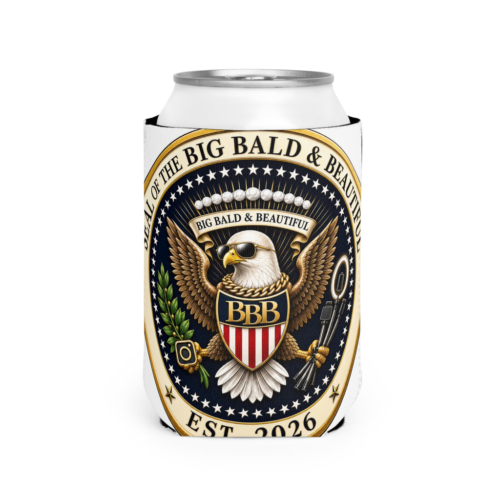 Big Bald & Beautiful Presidential Eagle Seal Can Cooler – Keep It Cool